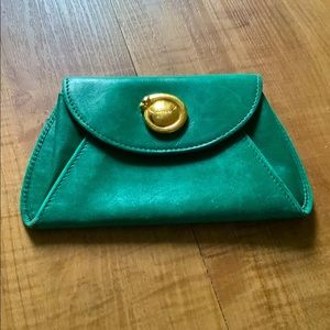 AUTH CARTIER  - Women's Green Fold-over Top Coin Pouch VERY CUTE & RARE!!!